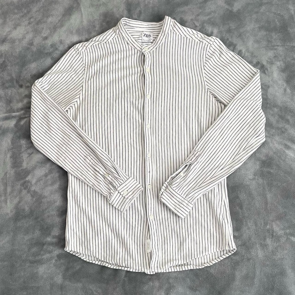 Zara Men's Slim Fit Striped Button-Down Knit Shir… - image 3